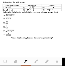 Solved Simply The Following Radicals