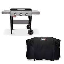 Griddle 3 Burner Propane Gas 28 In Flat Top Grill In Black With Grill Cover