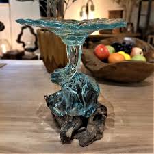 Tree Root Wood With Glass Sweet Dish
