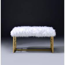 Acme Furniture Bagley Ii White Faux Fur