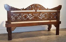 Carved Indonesian Bench Reclaimed Teak