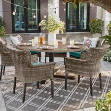 Brown Wicker Outdoor Patio Dining Set