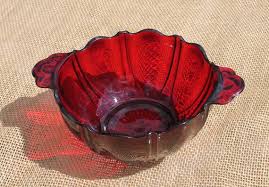 Royal Ruby Red Bowl With Handles By