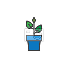 Plant In Flower Pot Filled Outline Icon