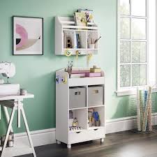 Riverridge Home Book Nook Kids Wall Shelf With Cubbies And Bookrack White