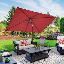 Pure Garden Rectangular Patio Umbrella Red