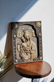 Virgin Mary Wooden Carved Icon Our Lady