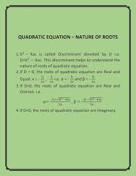 Quadratic Equation Nature Of Roots