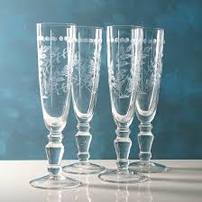 Etched Champagne Glasses Set The