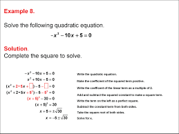 Math Example Quadratics Completing