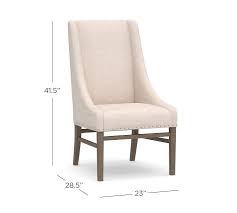 Milan Slope Arm Upholstered Dining Side Chair Gray Wash Leg Basketweave Slub Ivory Pottery Barn