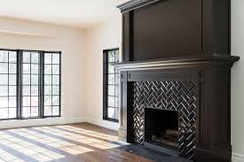 Black Herringbone Fireplace Mantel