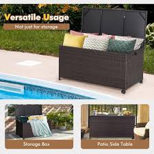 Brown Pe Rattan Steel Deck Box