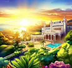 Mediterran Sunset Landscape Vector