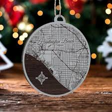 California Ornament Engraved Wooden Map