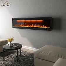 Casainc 76 In Wall Mounted And Recessed Electric Fireplace In Black 76 Inch Black