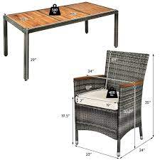 Gymax 9pcs Outdoor Dining Set Patio Acacia Wood And Rattan Furniture Set W Cushions