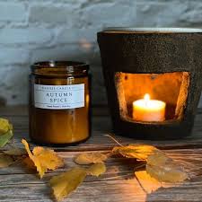 Amber Glass Jars Fall Spices Soy Candles