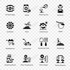 Set Of Gardening Solid Icons Plant