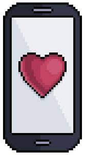 Pixel Art Cell Phone With Heart Icon