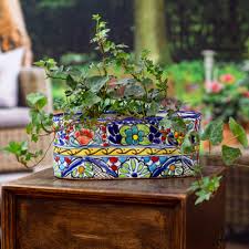 Talavera Style Ceramic Oval Pot From
