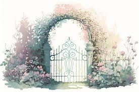 A Pastel Flower Background Garden Gate