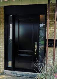 Black Front Door With 2 Sidelights And