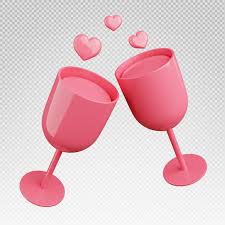 3d Rendering Of Pink Glass Wine Cheers Icon