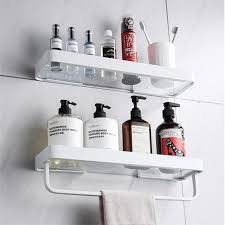 White Glass Bathroom Shelf Rack Kitchen