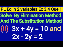 Elimination Method 3x 4y 10 And 2x 2y 2