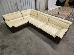 Italian Modular Corner Sofa In Leather