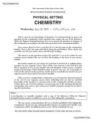 Physical Setting Chemistry Examination