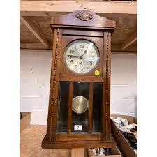 Vintage Oak Cased Wall Clock H30 W14 D7