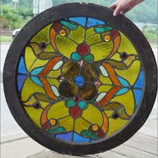 Rare Round Antique Stained Glass Window