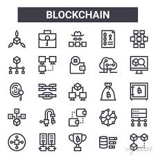 Blockchain Outline Icon Set Includes