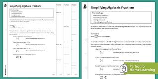 Simplifying Algebraic Fractions Ks4
