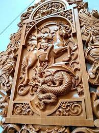 Dragon Carved Wooden Panel