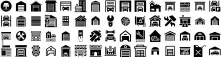 Set Of Garage Icons Isolated Silhouette