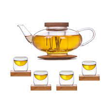 Glass Tea Set With Bamboo Lid