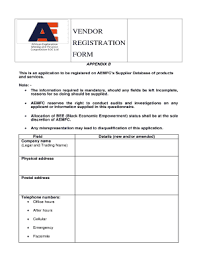 vendor registration form pdf pdffiller