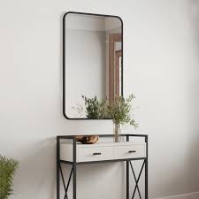 Isla Rounded 36 Inch Wall Mirror Black