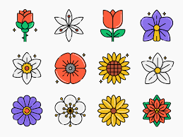 55 Flower Icon Set Flat Icons