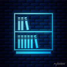Glowing Neon Library Bookshelf Icon