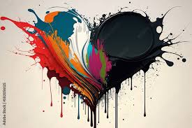 Colorful Heart Icon With Paint Splashes