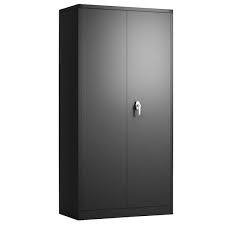 72 In H Black Steel Storage Cabinet