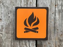 Campfire Icon Sign Handmade Screen