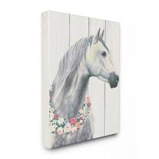 Stupell Industries Spirit Stallion Horse With Flower Wreath Canvas Wall Art By James Wiens Size 36 X 48