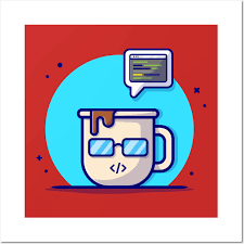 Cute Coffee With Code Cartoon Vector