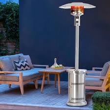 Heatmaxx 48 000 Btu S Patio Heater Outdoors Gas Patio Heaters Floor Standing Patio Heater Commercial Full Stainless Steel Silver