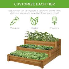 Best Choice S 3 Tier Fir Wood Raised Garden Bed Planter For Plants Vegetables Outdoor Gardening Acorn Brown
